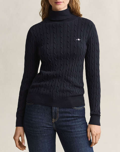 GANT ПУЛОВЕР С ДЪЛЪГ РЪКАВ STRETCH COTTON CABLE TURTLENECK