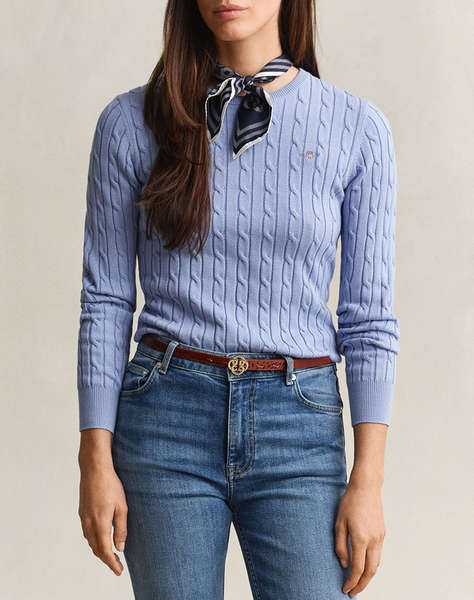 GANT ПУЛОВЕР С ДЪЛЪГ РЪКАВ STRETCH COTTON CABLE C-NECK