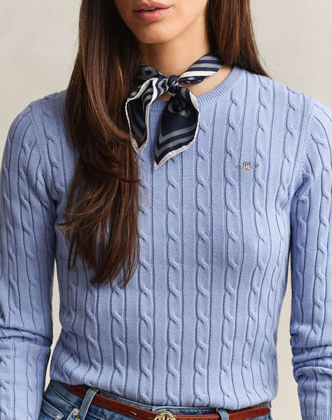 GANT ПУЛОВЕР С ДЪЛЪГ РЪКАВ STRETCH COTTON CABLE C-NECK