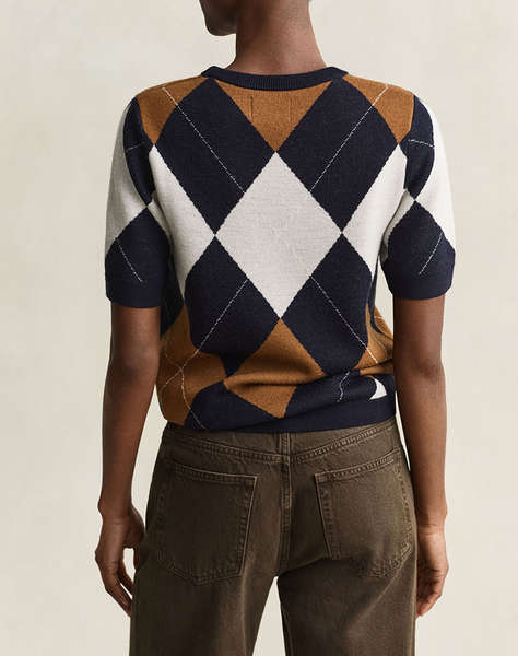 GANT ПУЛОВЕР С КЪС РЪКАВ WOOL ARGYLE C-NECK SS