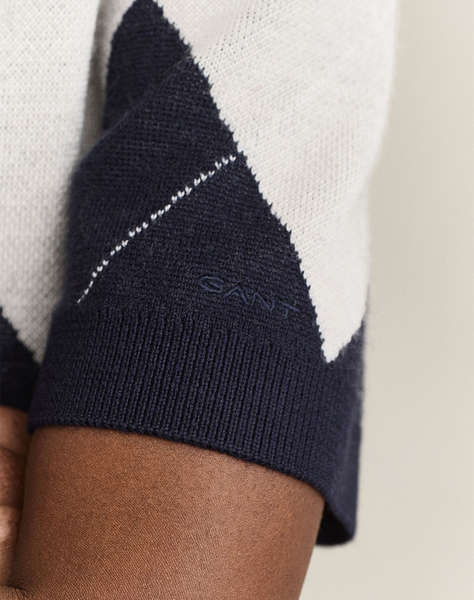 GANT ПУЛОВЕР С КЪС РЪКАВ WOOL ARGYLE C-NECK SS