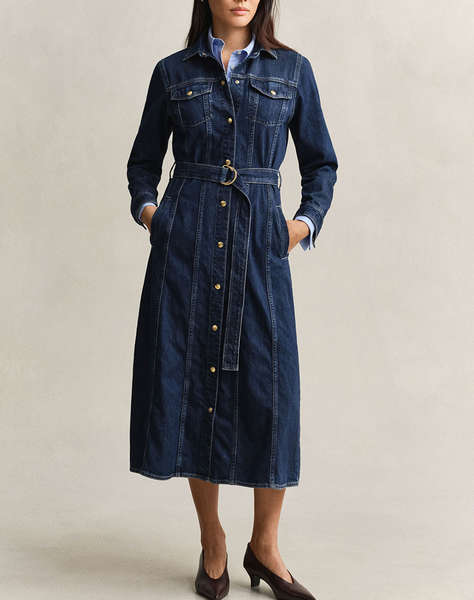 GANT РОКЛЯ BELTED DENIM MIDI DRESS
