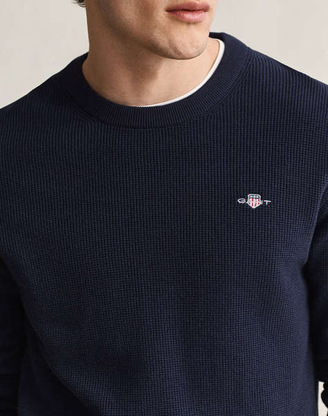 GANT ПУЛОВЕР С ДЪЛЪГ РЪКАВ MICRO TEXTURED COTTON C-NECK