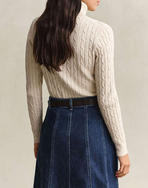 GANT ПУЛОВЕР С ДЪЛЪГ РЪКАВ STRETCH COTTON CABLE TURTLENECK
