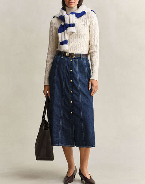 GANT ПУЛОВЕР С ДЪЛЪГ РЪКАВ STRETCH COTTON CABLE TURTLENECK