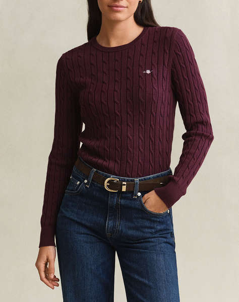 GANT ПУЛОВЕР С ДЪЛЪГ РЪКАВ STRETCH COTTON CABLE C-NECK