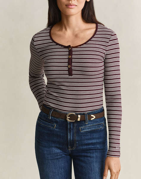 GANT БЛУЗА С ДЪЛЪГ РЪКАВ SLIM RIBBED LS HENLEY TOP