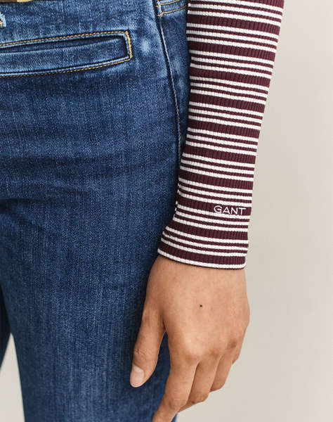GANT БЛУЗА С ДЪЛЪГ РЪКАВ SLIM RIBBED LS HENLEY TOP