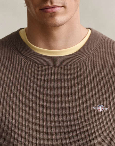 GANT ПУЛОВЕР С ДЪЛЪГ РЪКАВ MICRO TEXTURED COTTON C-NECK