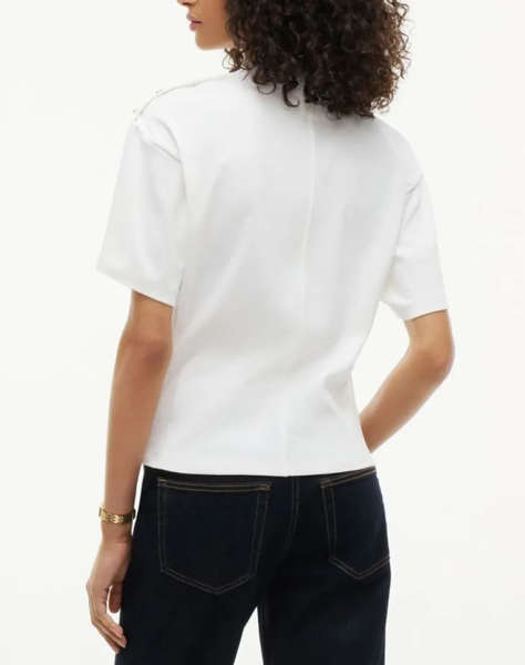 TOMMY HILFIGER GOLD BUTTON HIGH-NK S/S TEE