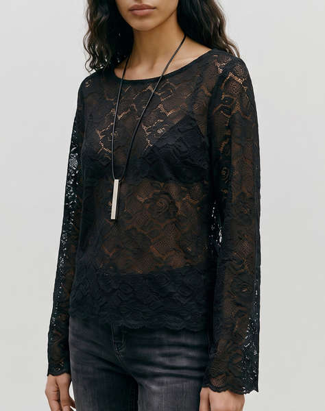 VERO MODA VMBLOOM LACE L/S BOAT NECK TOP WVN
