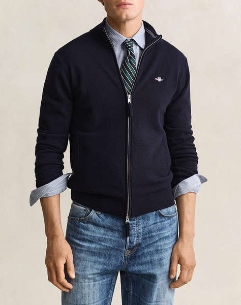 GANT ПЛЕТЕНА ЖИЛЕТКА SUPERFINE LAMBSWOOL ZIP CARDIGAN