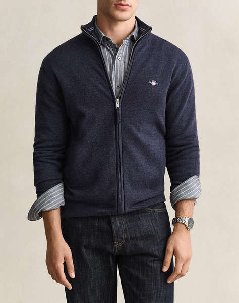 GANT ПЛЕТЕНА ЖИЛЕТКА SUPERFINE LAMBSWOOL ZIP CARDIGAN