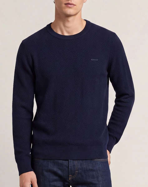 GANT ПУЛОВЕР С ДЪЛГИ РЪКАВИ HERRINGBONE SIZE TEXTURED C-NECK