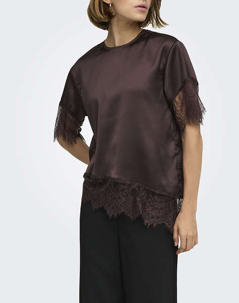 ONLY ONLINDONA 2/4 SATIN LACE TOP WVN