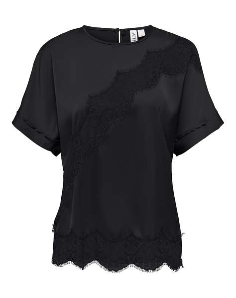ONLY ONLMENUS SS LACE SATIN TOP WVN