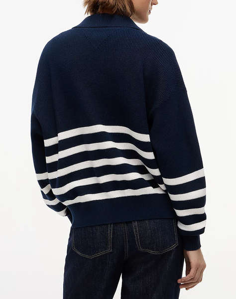 TOMMY JEANS TJW STRIPE QUARTER ZIP SWEATER