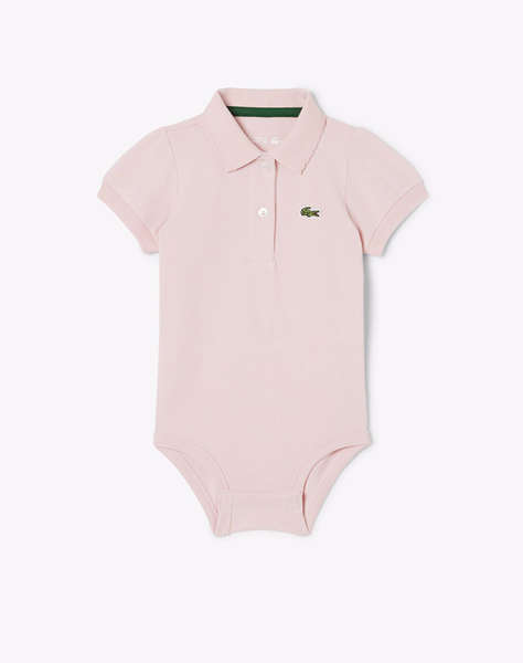 LACOSTE БЕБЕШКО ПОЛО БОДИ С КЪСИ РЪКАВИ SHIRRED SLEEVE PIQUE BODYSUIT