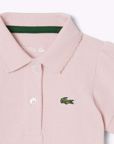 LACOSTE БЕБЕШКО ПОЛО БОДИ С КЪСИ РЪКАВИ SHIRRED SLEEVE PIQUE BODYSUIT