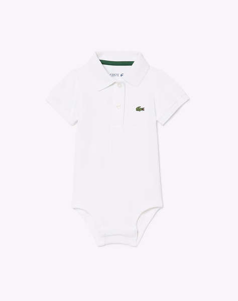 LACOSTE БЕБЕШКО ПОЛО БОДИ С КЪСИ РЪКАВИ SHIRRED SLEEVE PIQUE BODYSUIT