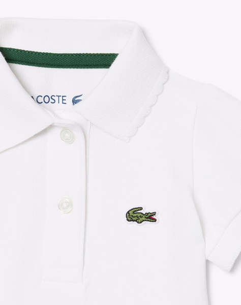LACOSTE БЕБЕШКО ПОЛО БОДИ С КЪСИ РЪКАВИ SHIRRED SLEEVE PIQUE BODYSUIT