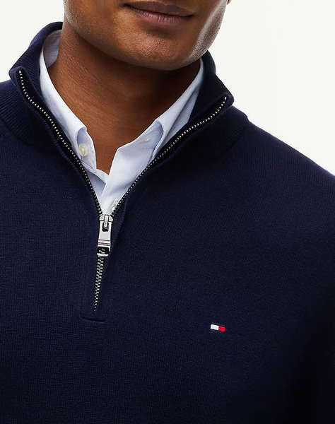 TOMMY HILFIGER PIMA ORG CTN CASHMERE ZIP MOCK