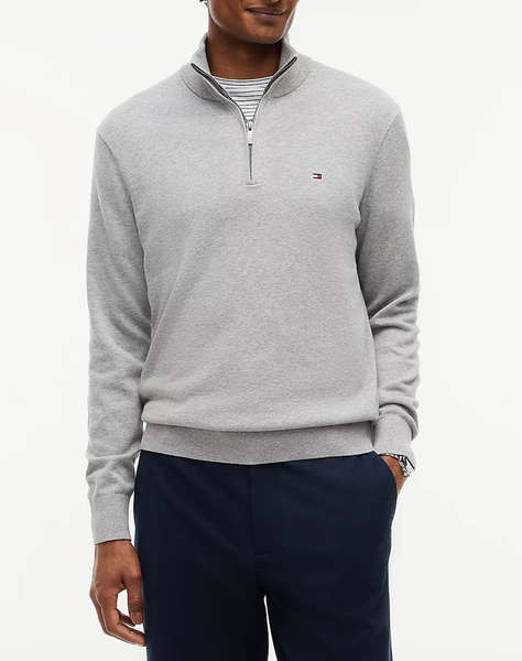 TOMMY HILFIGER PIMA ORG CTN CASHMERE ZIP MOCK