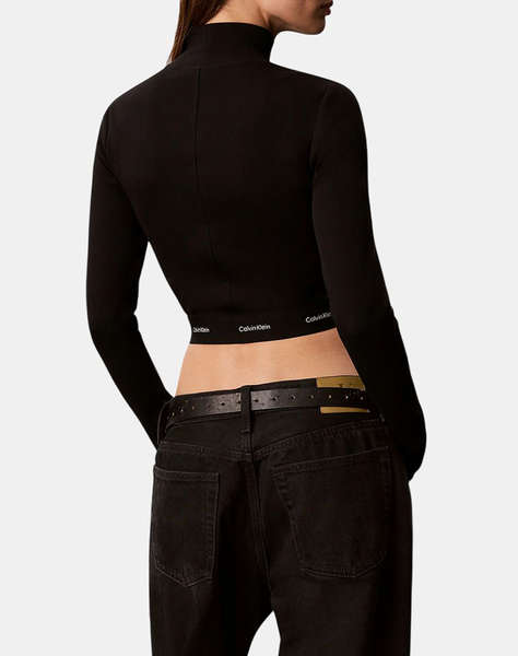 CALVIN KLEIN JEANS LS 2X2 BABY RIB CROP LOGO TNECK