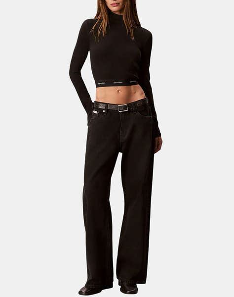 CALVIN KLEIN JEANS LS 2X2 BABY RIB CROP LOGO TNECK