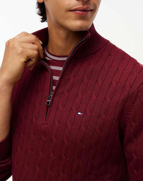 TOMMY HILFIGER CLASSIC COTTON CABLE ZIP MOCK