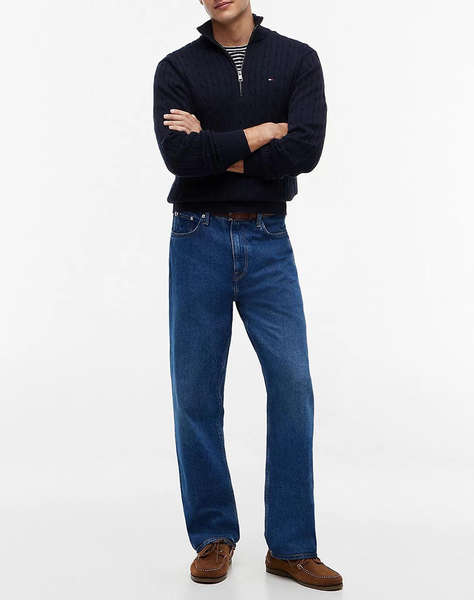 TOMMY HILFIGER CLASSIC COTTON CABLE ZIP MOCK