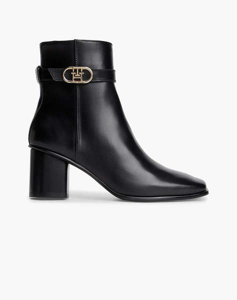 TOMMY HILFIGER TH STRAP LEATHER BLOCK HEEL BOOT