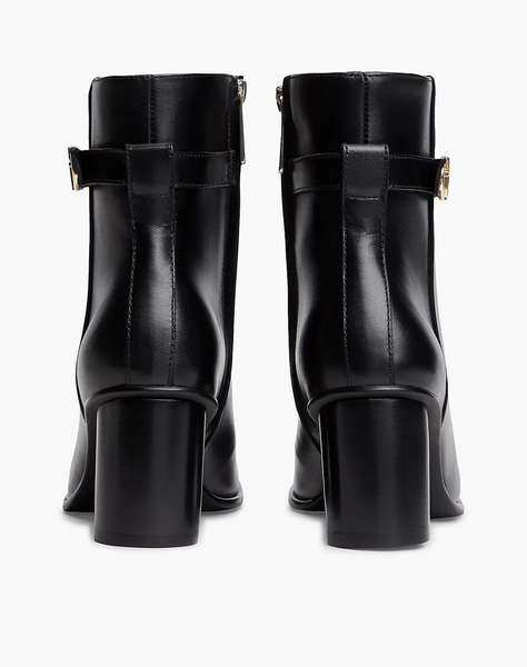 TOMMY HILFIGER TH STRAP LEATHER BLOCK HEEL BOOT