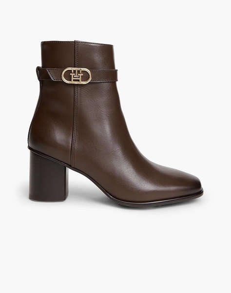 TOMMY HILFIGER TH STRAP LEATHER BLOCK HEEL BOOT