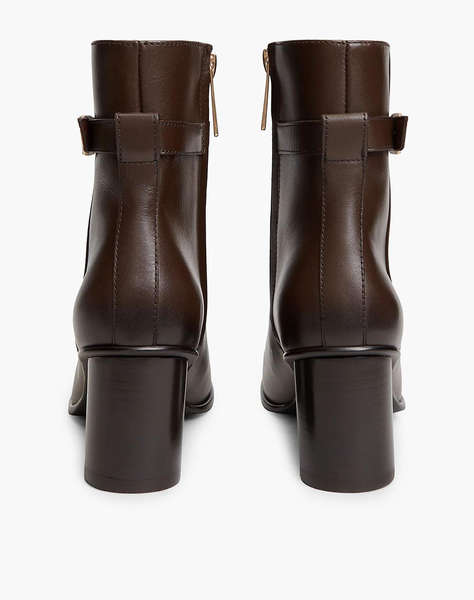 TOMMY HILFIGER TH STRAP LEATHER BLOCK HEEL BOOT