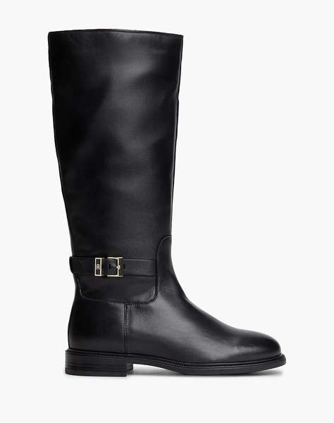 TOMMY HILFIGER TH BUCKLE LEATHER KNEE BOOT