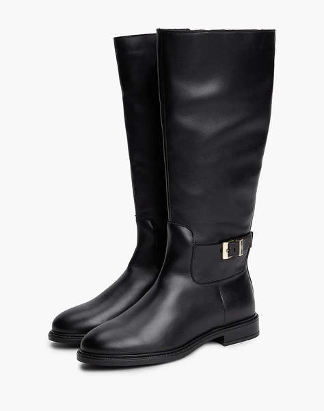 TOMMY HILFIGER TH BUCKLE LEATHER KNEE BOOT