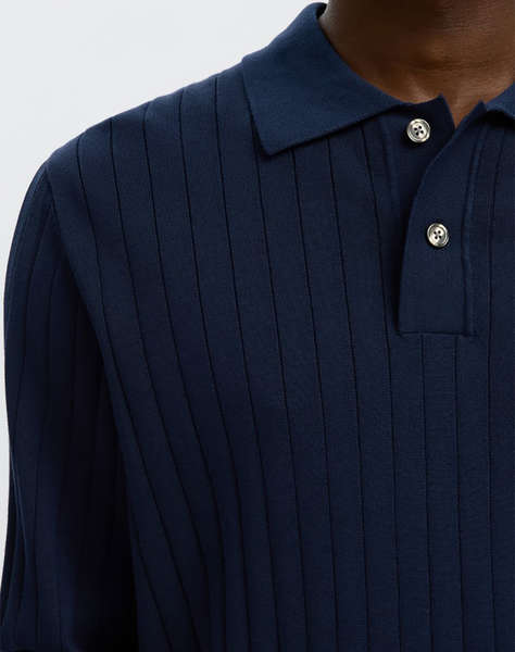 SELECTED SLMTORINO LS KNIT RIB POLO NOOS
