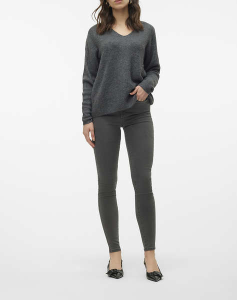 VERO MODA VMCREWLEFILE LS V-NECK BLOUSE NOOS
