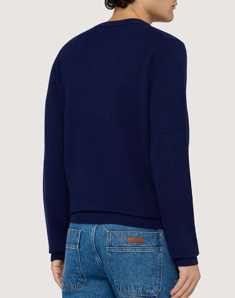 TRUSSARDI CREWNECK SWEATER - PIQUET STITCH PURE WOOL