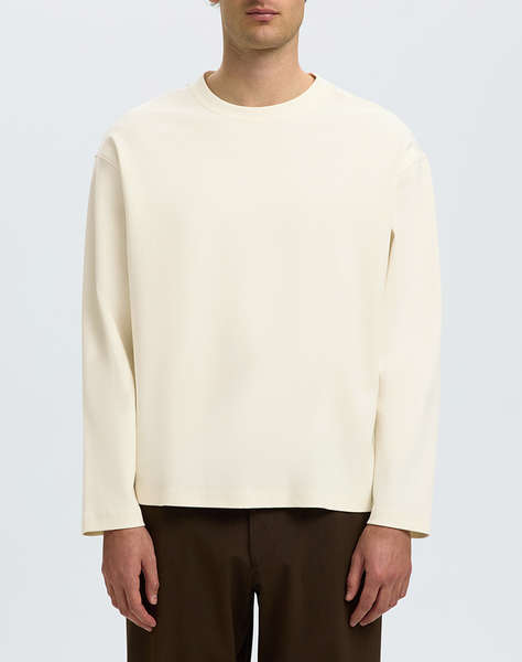 SELECTED SLMTAJ HEAVY LS O-NECK TEE
