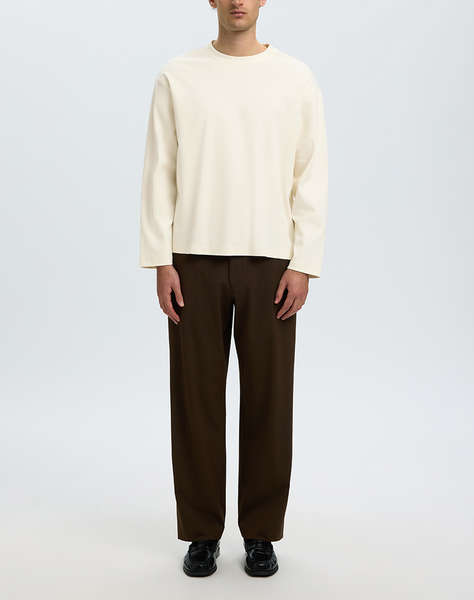 SELECTED SLMTAJ HEAVY LS O-NECK TEE