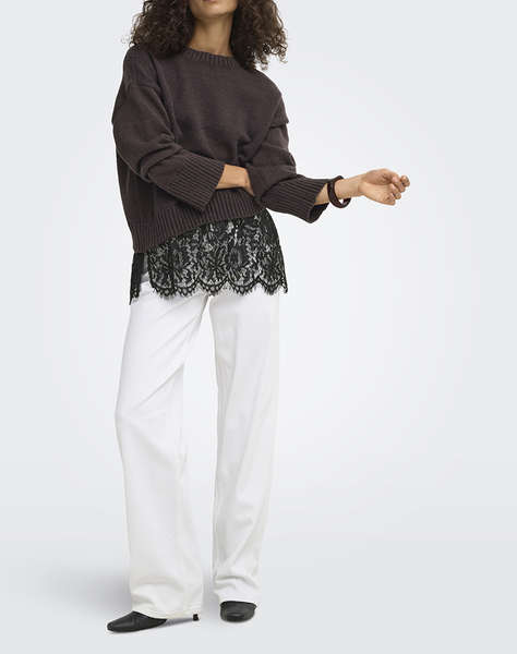 ONLY ONLEVIE LS LACE MIX O-NECK KNT