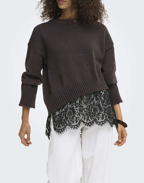 ONLY ONLEVIE LS LACE MIX O-NECK KNT