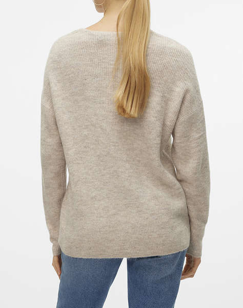 VERO MODA VMCREWLEFILE LS V-NECK BLOUSE NOOS
