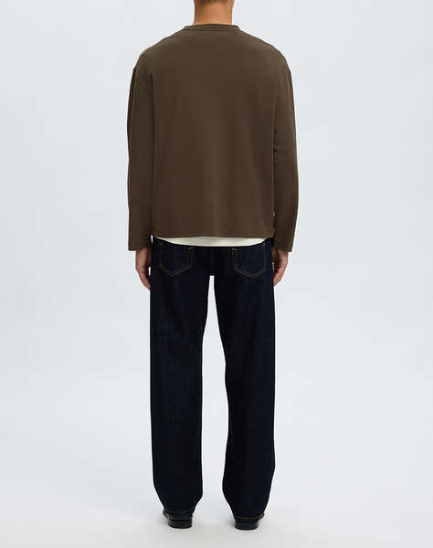 SELECTED SLMTAJ HEAVY LS O-NECK TEE