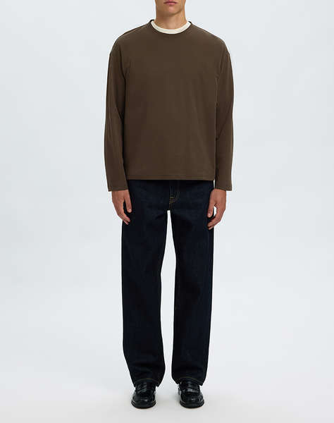 SELECTED SLMTAJ HEAVY LS O-NECK TEE