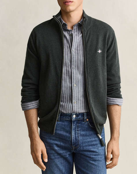 GANT ПЛЕТЕНА ЖИЛЕТКА SUPERFINE LAMBSWOOL ZIP CARDIGAN