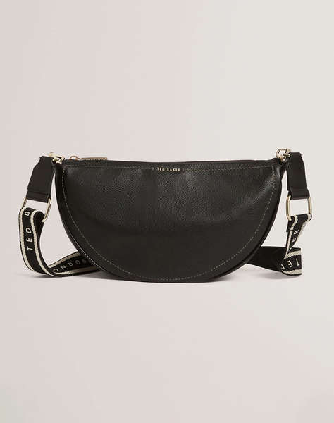 TED BAKER LORREEN Webbing Leather Half Moon Crossbody Bag