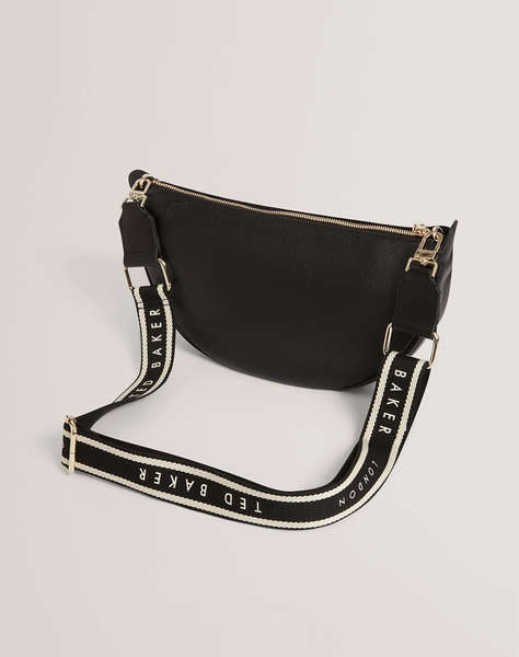 TED BAKER LORREEN Webbing Leather Half Moon Crossbody Bag